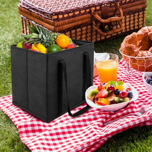 2Pcs Reusable Grocery Bag Folding Shopping Bag with Reinforced Bottom Handle Foldable Tote Pounch for Kitchen Home