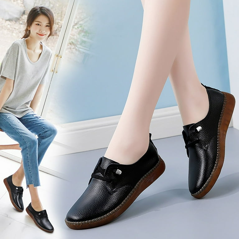 White soft shop leather flat shoes