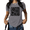 Grey, variant on Women Black White Moon Floral Graphic Tee Bold Block Print Short Sleeve Round Neck Casual Top