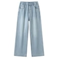 thumbnail image 4 of Girls Cargo Jeans Size 8 Comfy Elastic Waist Pull-On Baggy Demin Jeans Relaxed Fit Stretchy Soft Jogger Streetwear Pants Back To School Fashion, 4 of 5