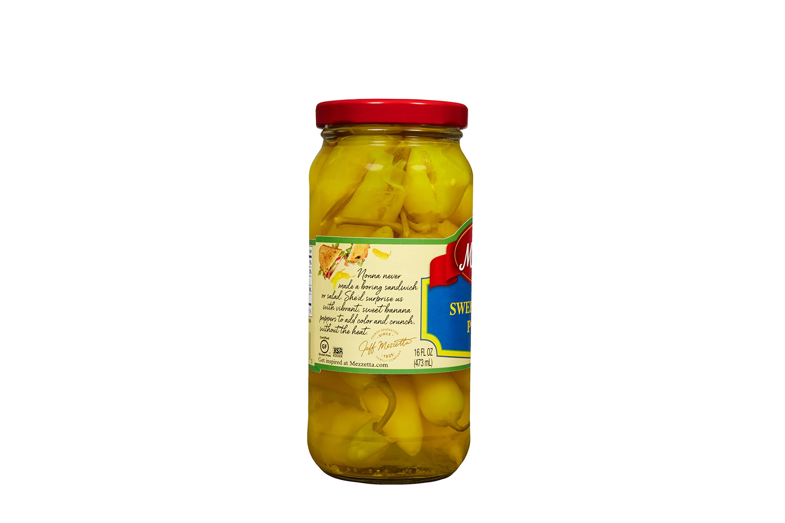 (Pack of 6) Mezzetta Mild Sweet Banana Peppers, 16 fl oz