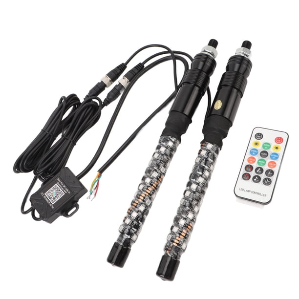 Luz de la Bandera LED, Impermeable de 1 Pie de 20 Colores, El Sonido Activado Látigo LED de Látigo Control Remoto de 12 A 24 V para RZR