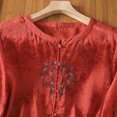 thumbnail image 5 of Enjoytime 3/4 Length Sleeve Womens Tops Imitation Linen Embroidered Button Down Blouses Solid Color 3/4 Sleeve Casual Business Work Shirt, 5 of 8