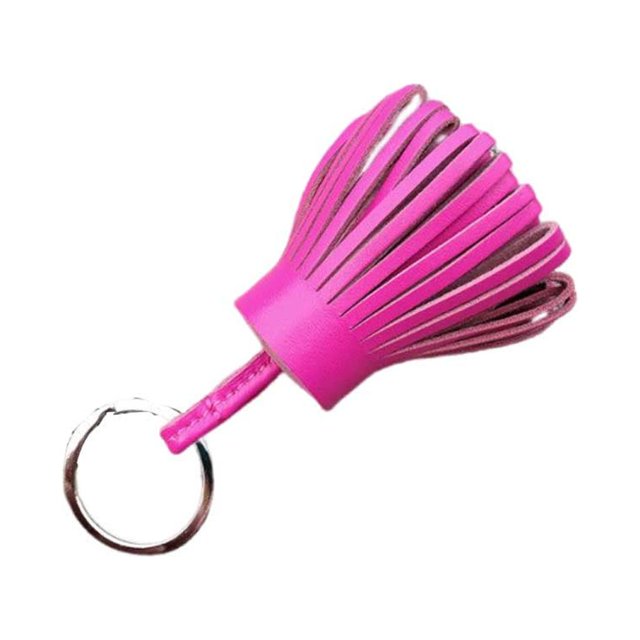 ziyahi Keychain Decorative Keyring Leather Pendant Tassel Handmade Handicraft Key Chain Hanging Decoration Holder Purse Wallet Rose Red