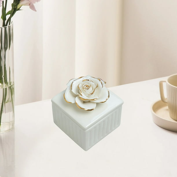 Fiudx Tarro de Cerámica, Organizador de Joyas Dorado Pintado a Mano, Elegante Candelabro, Decoración Versátil para Bodas, Regalo Perfecto para Cumpleaños, Elegante Detalle para El Hogar, Pieza Comple