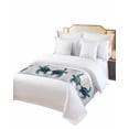 thumbnail image 2 of Xipuska Sea Turtle Bed Runners for King Size Bed, Decorative Bed Throws for Foot of Bed, Coastal Summer Beach Vintage Wooden Bed Runner Sofa Throw Bedding Scarf Protector Slipcover for Bedroom/Hotel, 2 of 6
