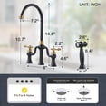 thumbnail image 7 of Wowow Black and Gold Double Handle High-Arc Widespread Deck Mounted kitchen faucet filter for kitchen sink With Side Spray in Brass, 7 of 7