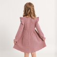 thumbnail image 5 of Hotiary 2-7Y Girls Fall Winter Casual Ribbed Knit Dresses Ruffle Long Sleeve Sweater Dress Button Party Holiday Dress, 5 of 8