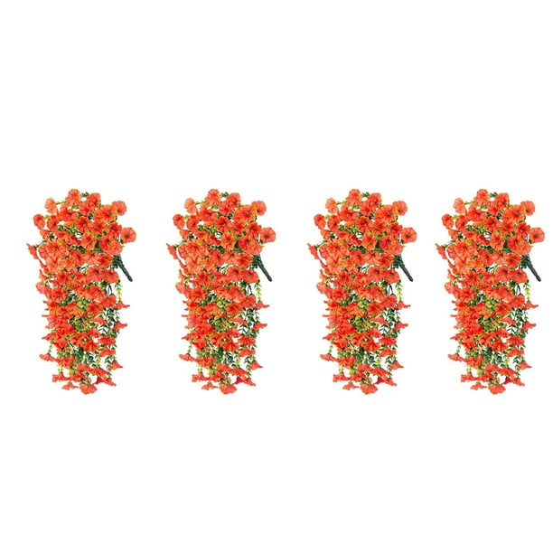 HWRETIE - Enredadera artificial de gloria de la mañana,eucalipto de 5 tenedores,planta de imitación de seda,ratán para colgar en la pared de casa o boda,75 cm,4 unidades