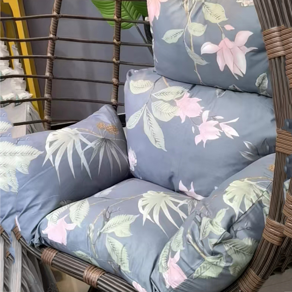 Eurhowing Hanging Egg Chair Cushion with Headrest & Armrest, 4" Thick Waterproof Non-Slip Swing Chair Pad, Outdoor Cushions for Patio Furniture (Floral)