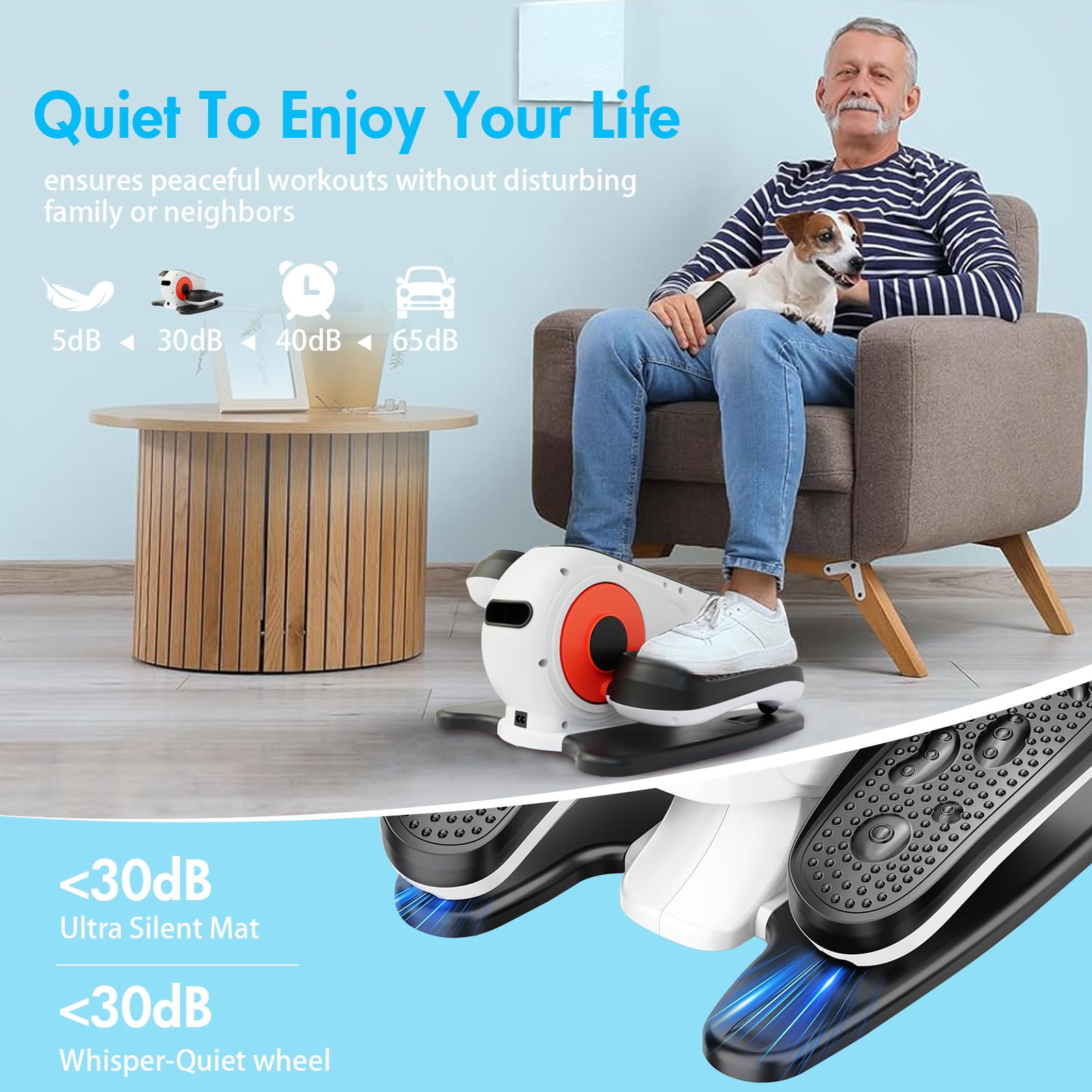RICAN Under Desk Elliptical Machine, Powered Leg Exerciser for Seniors While Sitting, Portable Mini Elliptical with Remote Control, 12 Adjutable Speed Levels