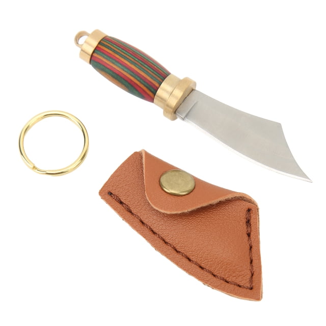 Mini Knife, Color Wooden Handle Stainless Steel Blade Lightweight High Toughness Tiny Knife With Keychain For Box Cutter
