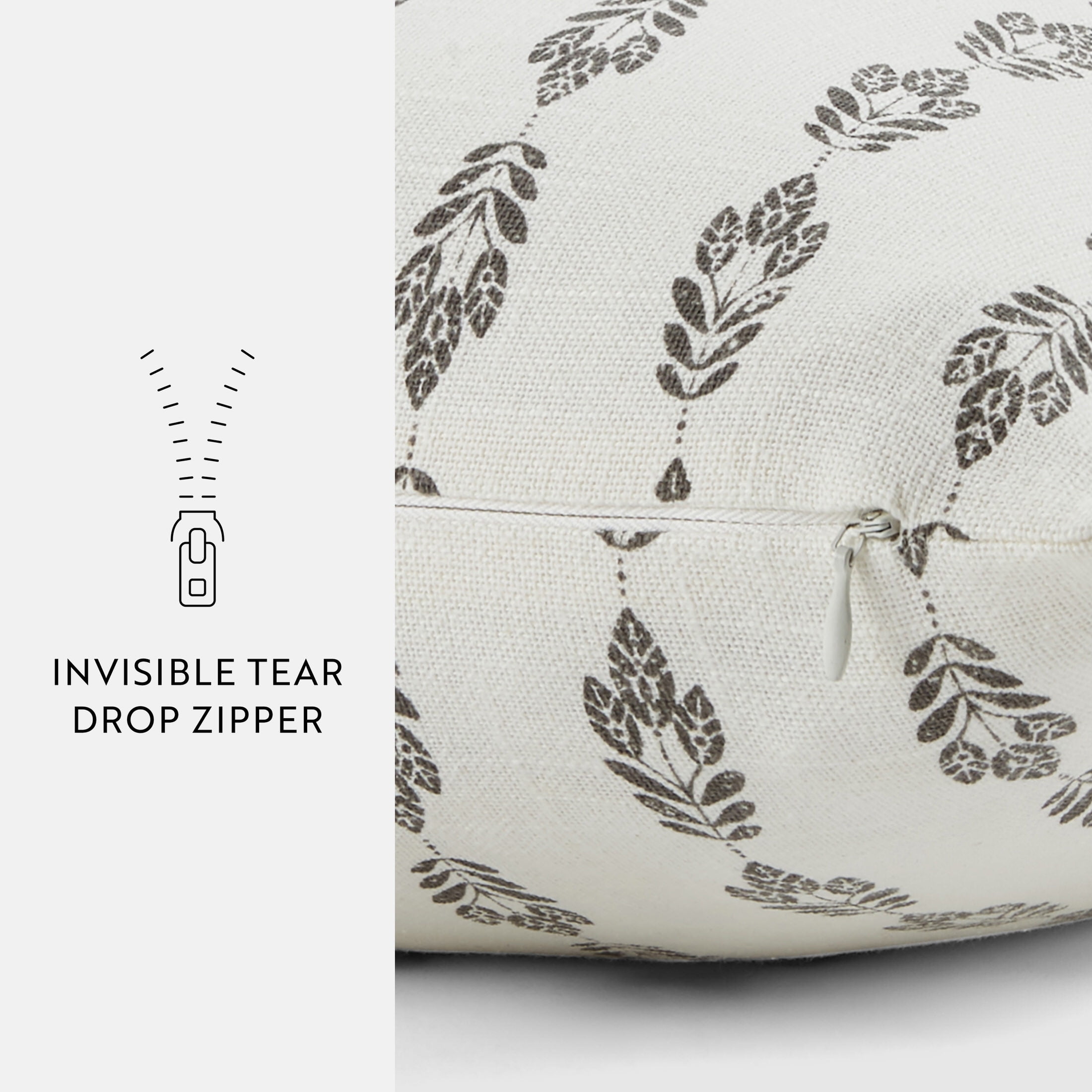 Noble Linens Elegant Cotton Decor Throw Pillow in Folk Leaves Pattern