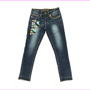 Vigoss Big Girls' Super stretch denim Embroidered detail Jeans 10/Blue Floral