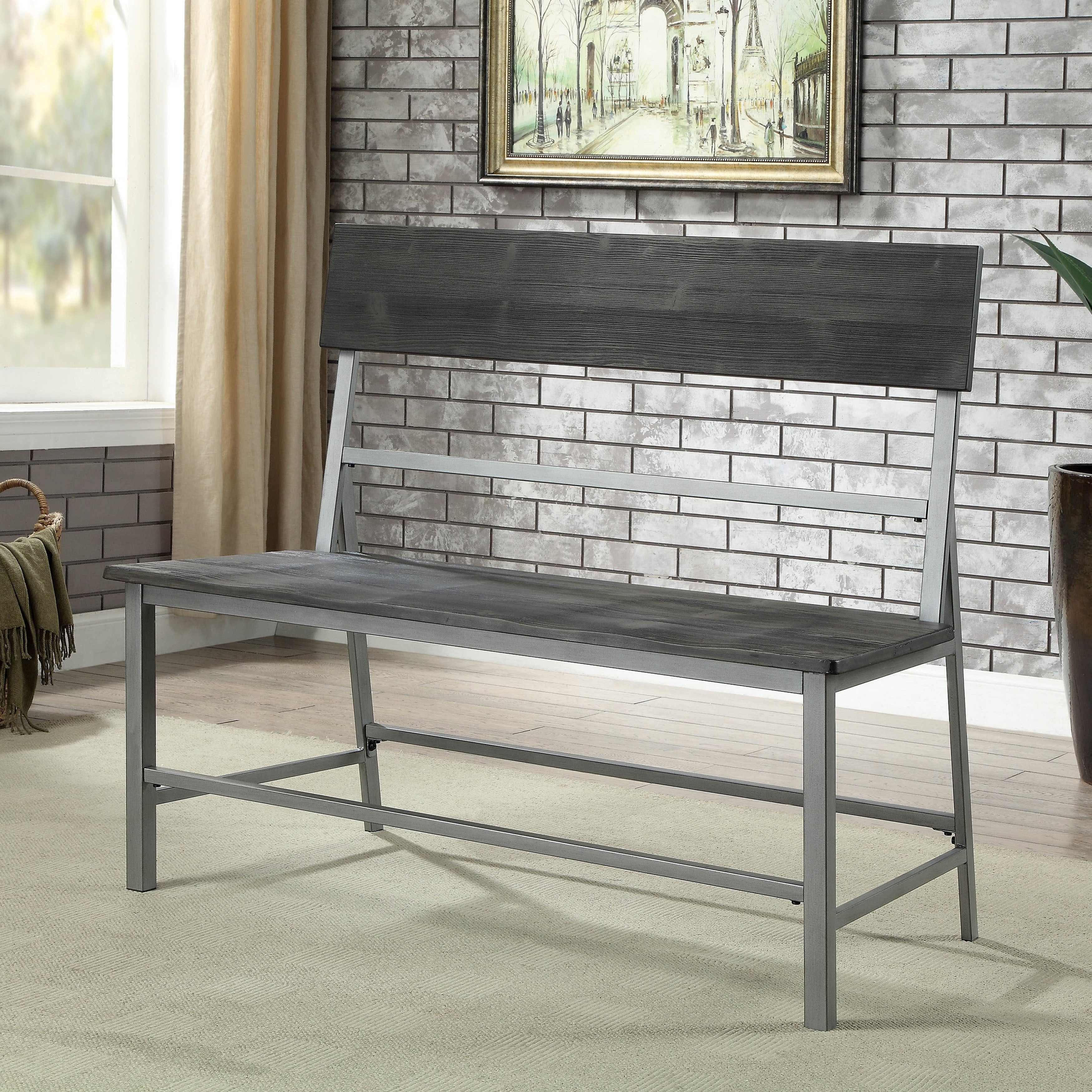 metal dining bench black