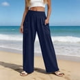 thumbnail image 2 of RUTAYY Women's Pants High Waist with Pocket Solid Color Casual Everyday Wear Breathable Loose Fit Chic Travel Trousers, 2 of 7