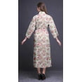 thumbnail image 3 of Bimba White Floral Leaves & Saucer Magnolia Cotton Robe Women Long Bridesmaid Getting Ready Shirt Dresses Printed Kimono Robe Cotton L, 3 of 5
