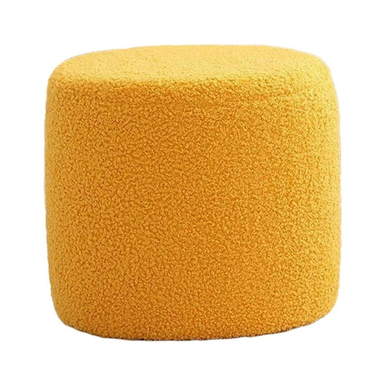 Round Ottoman Foot Rest Stool Footstool Bench Seat Chair Small Cylinder Stool Sofa Tea Stool for Office Bedroom Nursery Apartment Yellow Size