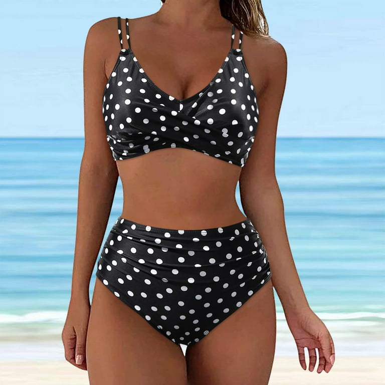 BECLOTH Women s Scoop Neck High Waisted Bikini Set Wrap Bandage Swimsuits Sporty Two Piece Bathing Suit Walmart