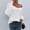 White, variant on iHPH7 Off the Shoulder Sweater Womens Fall Tops Fall Outfits for Women Fall Sweaters for Women Womens Fall Clothing Pullover Sweaters for Women Soft Sweaters for Women Blue L