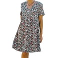 thumbnail image 2 of hirigin Summer Loose Breathable Dresses for Women, V-neck Short Sleeve Cool Floral Printing Temperament Leisure Style Middle Skirt, 2 of 5