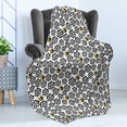 thumbnail image 4 of Bee Soft Flannel Fleece Blanket, Silhouette Floral Pattern with Colored Cartoon Bees Flying in Botany Nature, Cozy Plush for Indoor and Outdoor Use, 50" x 70", Black White and Yellow, by Ambesonne, 4 of 5
