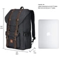 thumbnail image 2 of Mochila de viaje escolar KAUKKO para universidad flexible con portátil para 15", 22L (Oxford/Negro) KAUKKO K1023-black, 2 of 5