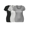 thumbnail image 3 of Emmalise Women's Short Sleeve Tshirt Scoop Neck Tee Value Set (3Pk, Blk, White, HthGray, X-Large), 3 of 6