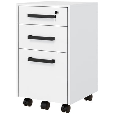 CoSoTower Lockable Vertical File Cabinet with Lock, 3 Drawer Filing Cabinet with Hanging Bars for Letter and A4 Size, White