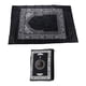thumbnail image 3 of Alfombra de oración musulmana, tapete de poliéster portátil trenzado, fácil de imprimir para el hogar Negro, 3 of 9
