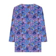 thumbnail image 3 of Women's Casual Shirts 3/4 Sleeve V-Neck Blouses Tops Fashion Floral Print T-Shirt Dressy Tunic Top Loose Pullover Womens Shirts, 3 of 6