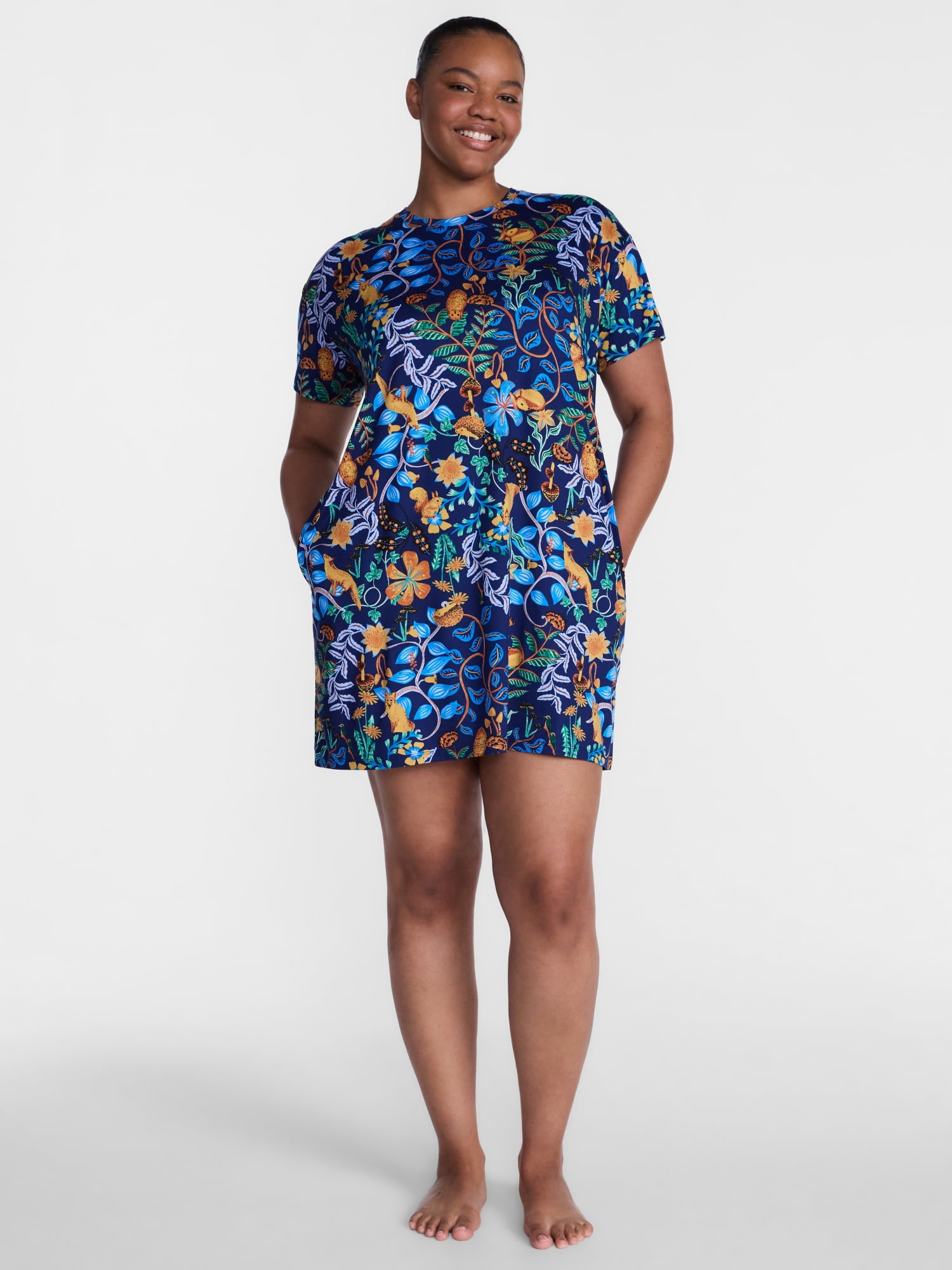 Joyspun Women’s Dreamy Soft Collection Short Sleeve Sleep Shirt, Sizes S/M to 2X/3X
