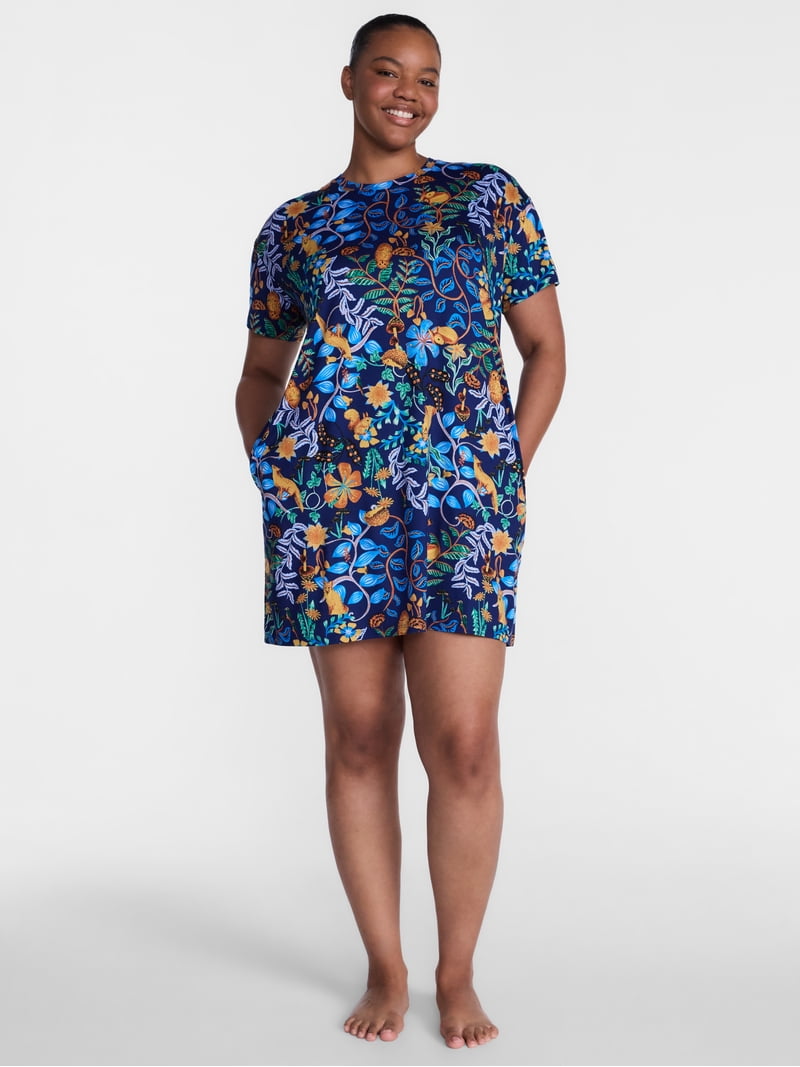 Joyspun Women's Dreamy Soft Collection Short Sleeve Sleep Shirt, Sizes S/M to 2X/3X