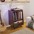 thumbnail image 6 of Hironpal Large Record Player Stand with Vinyl Storage with LED Light, Turntable Stand with Drawer, Midcentury Record Player Table Holds Up to 200+ Albums, DVD Shelf for Music Room Living Room-Walnut, 6 of 8