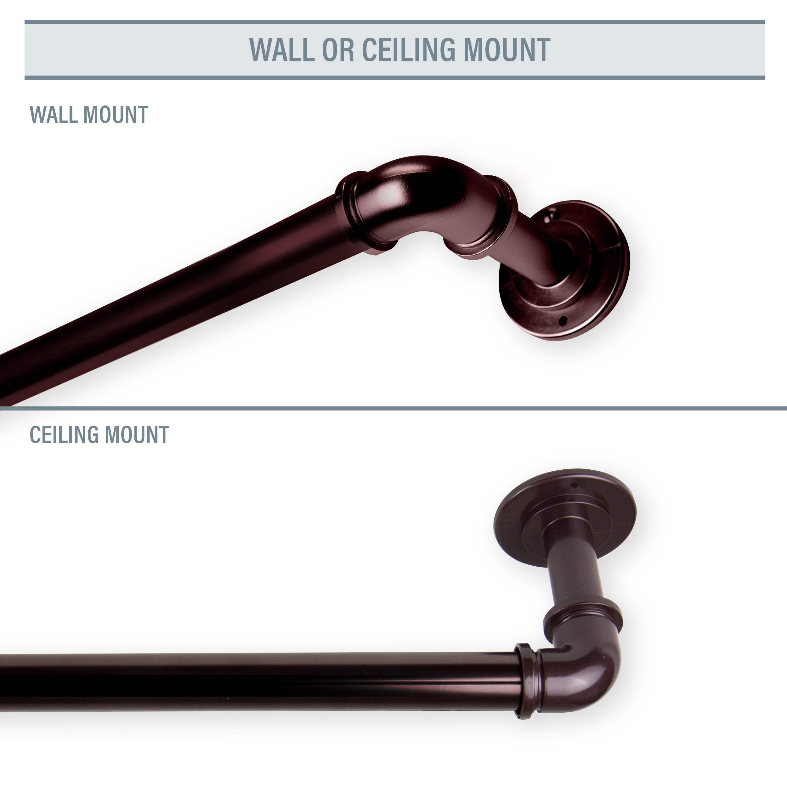 1" Blackout Curtain Rod 120-170 inch - Black