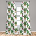 thumbnail image 5 of Ambesonne Cactus Curtains, Cartoon Succulent Flowers, Pair of 28"x84", Peach Pink Green, 5 of 5