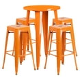 thumbnail image 2 of Flash Furniture 24" Round Metal Indoor-Outdoor Bar Table Set with 4 Square Seat Backless Barstools, Multiple Colors, 2 of 2