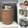 thumbnail image 4 of Ceramic Foaming Soap Dispenser, 10Oz Imitation Wood Grain Foam Hand Soap Dispenser with Chrome-Plated Pump,Refillable Lotion Soap Dispenser, Dish Soap Dispenser for Kitchen (Brown-Lotion), 4 of 7