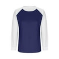 thumbnail image 5 of JSheng Women's Casual Tops Long Sleeved Color Blocked T-shirt Round Neck Lightweight Fashion Pullover Top Navy XXL, 5 of 5