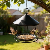 AZXY Platform Bird Feeder, All-Bird Type Open Tray Bird Seed Feeder for Outdoor, Multi-Food Compatible Hanging Bird Feeder, Easy Fill Clean Weather-Resistant Garden Balcony Bird Feeding Station