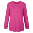 thumbnail image 4 of Pxiakgy t shirts for women womens t shirts Womens Casual Crewneck Sweatshirt Short Long Sleeve Shirt Soft Loose Tops Hot Pink + XL, 4 of 4
