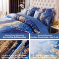 thumbnail image 5 of 6 Pcs Bed-in-A-Bag Queen Size Blue Watercolor Marble Printed Comforter Set with Matched Bed Sheets, Colorful Retro Artwork Style Bedroom Collections, Soft Lightweight Quilt Set(Blue,Queen), 5 of 6