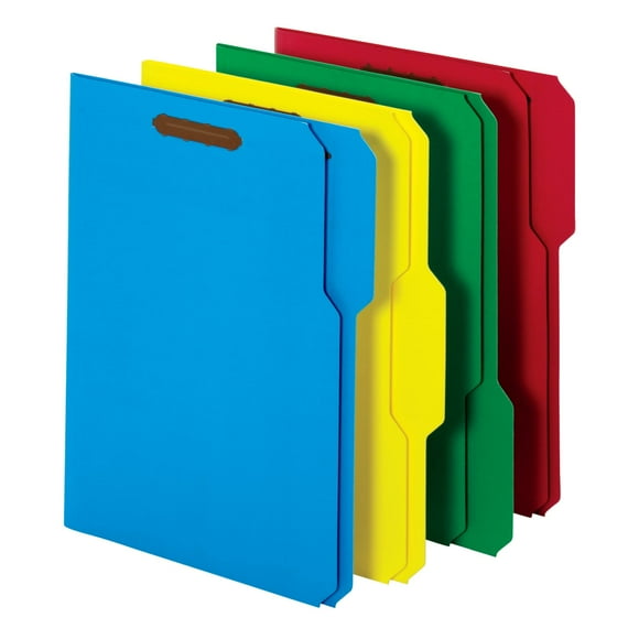 Office Depot Brand File Folders with 2 Fasteners 1/3 Tab Letter Size Assorted Colors Pack of 50