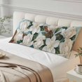thumbnail image 4 of Magnolia Blossom Body Pillow Cover 20 x 60 Inch Decorative Pillow Cover Spring White Floral Flowers Farmhouse Green Lumbar Pillowcase Seasonal Rectangle Cushion Case for Couch Sofa Bed Living Room, 4 of 9
