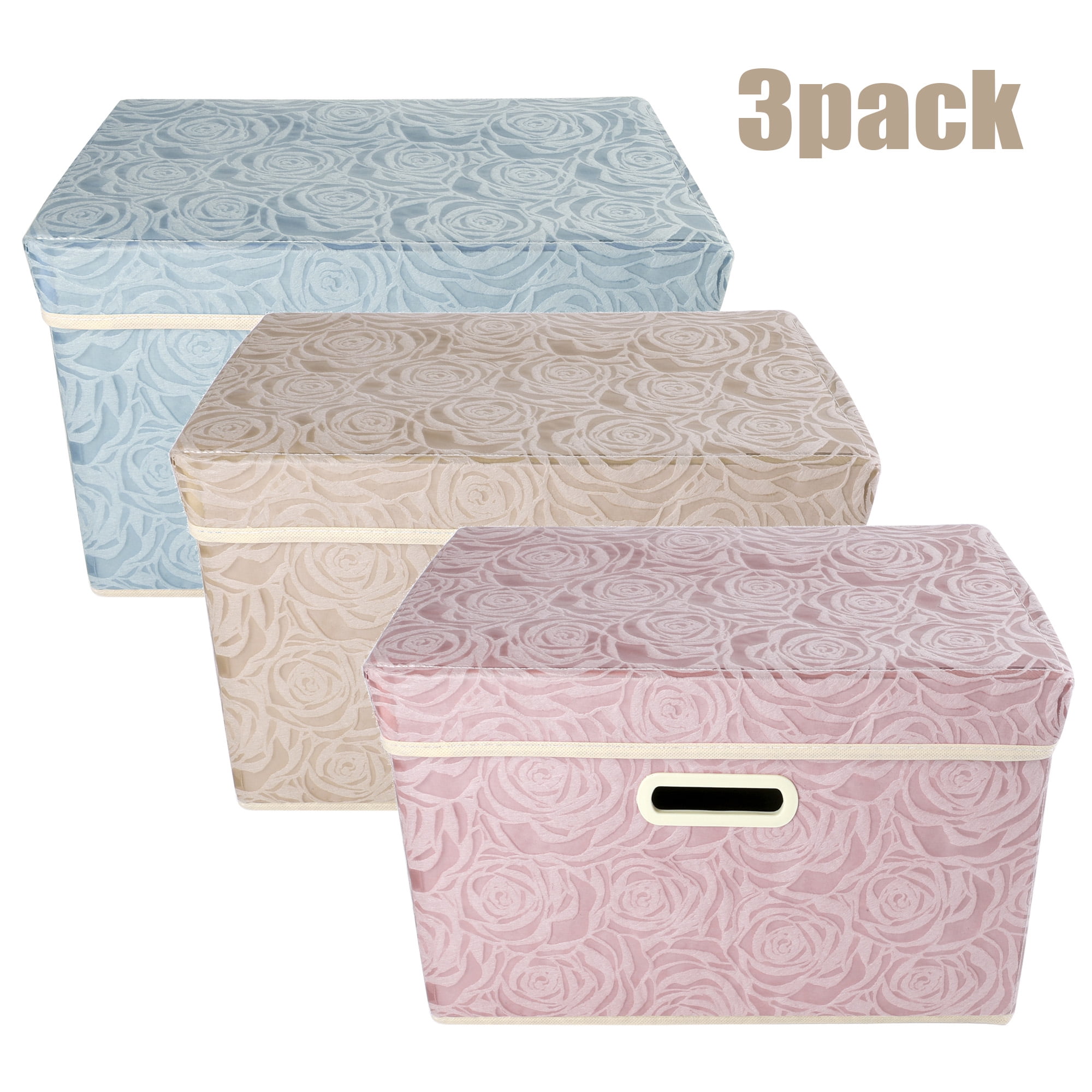 Collapsible Storage Bin Box with Lid Heavy Duty Fabric Cube Organizer Container& 