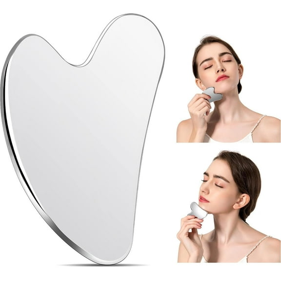 GoXteam Gua Sha Facial Tools with Travel Pouch Stainless Steel Scraping Massage Tool for Face