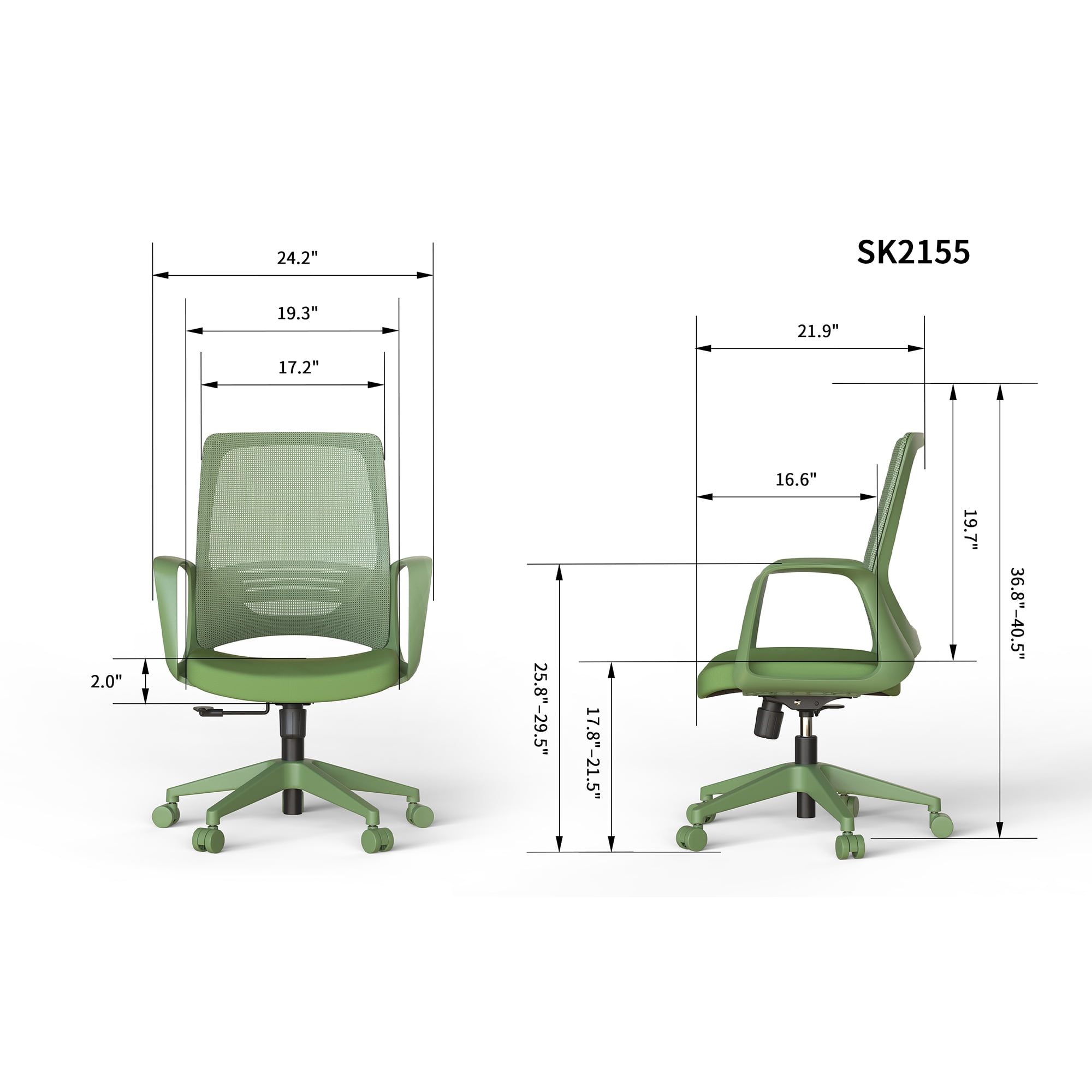 Homy Casa Modern Mesh Office Chair, Adjustable Height Computer Desk Chair with Lumbar Support, Green