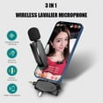 thumbnail image 2 of HLONK 3 in 1 Wireless Lavalier Microphone with Audio Monitor Function 120m Range Vlog Youtube Mic for Android Iphone Computer Camera, 2 of 5