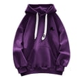 thumbnail image 5 of Men's Vintage Graphic Letter Hoodies Long Sleeve thermal Drawstring Hooded Sweatshirts Spring Fall Oversized Pullovers with Kangaroo Pocket Size 4XL Purple, 5 of 7