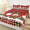 thumbnail image 3 of Manfei Christmas Gnome Twin Sheet Sets 3 Pieces for Children, Merry Xmas Twin Fitted Sheet, Geometric Grid Buffalo Flat Sheet, Lightweight Room Decor, 3 of 7